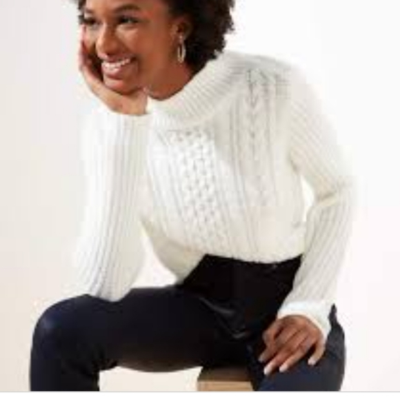 NWT Mock neck Cable Sweater - Picture 2 of 8